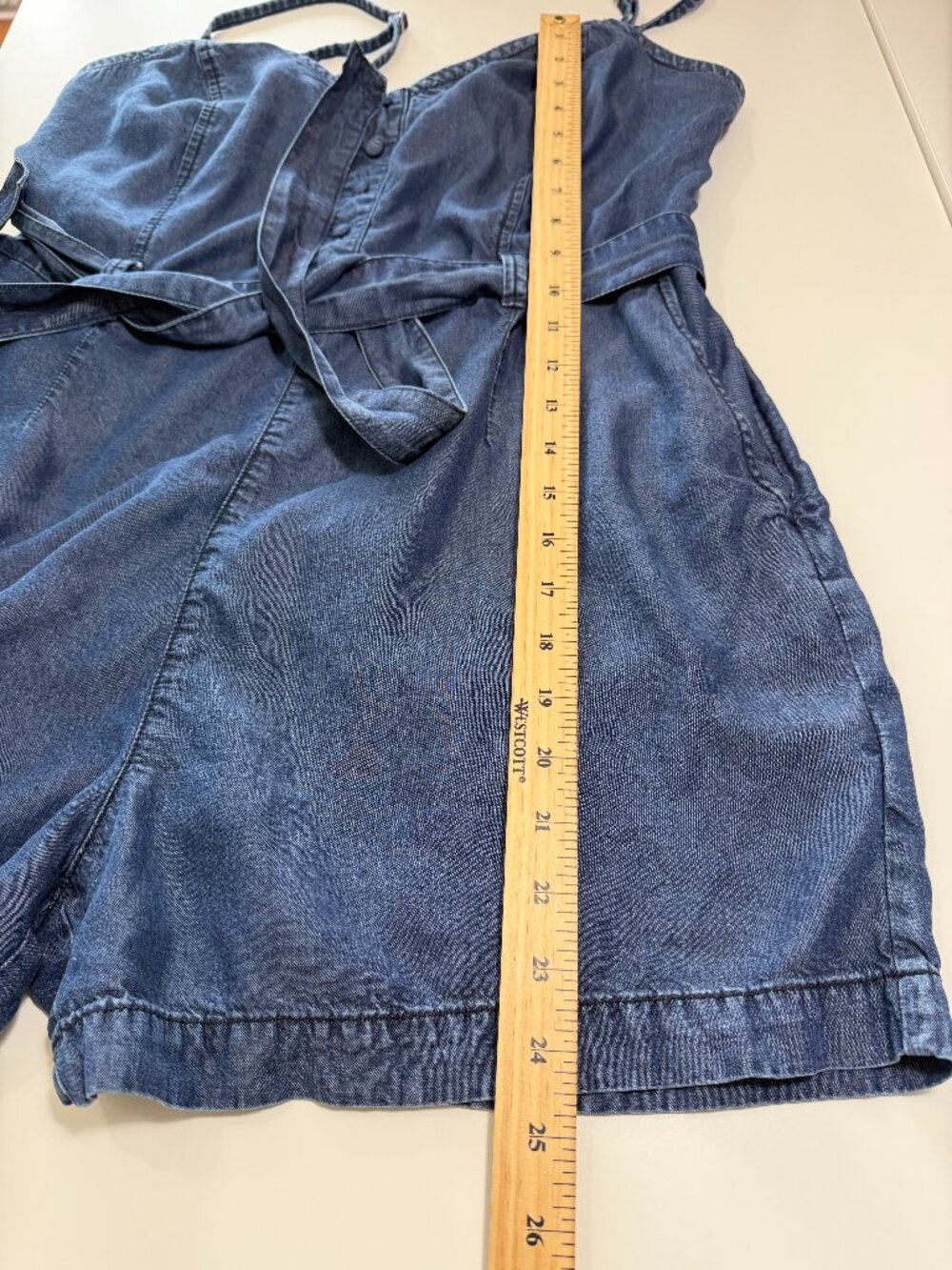 Dynamite Blue Denim Jumpsuit with Straps and Buttons - Picture 7 of 11